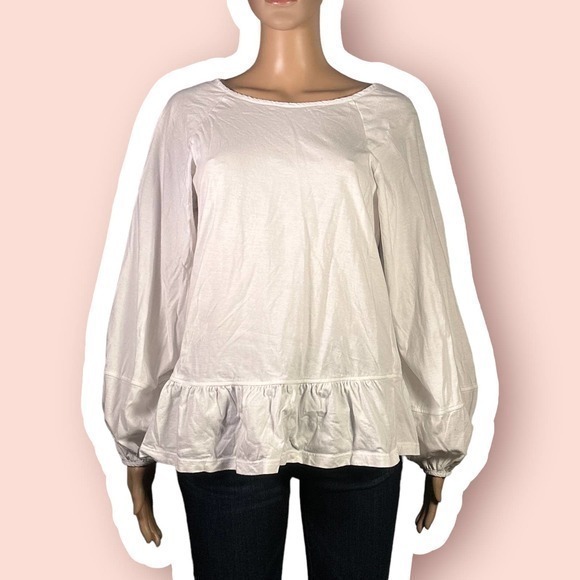 Banana Republic Tops - Banana Republic White Drop Waist Puff Sleeve Prairie Top Size Small - "Terra"